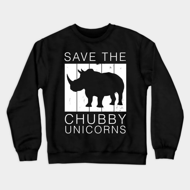 Save The Chubby Unicorns Rhino Rhinoceros Retro Vintage WIldlife Rescue Animal Rights Funny Crewneck Sweatshirt by Shirtsurf